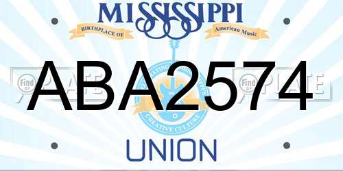 ABA2574 Mississippi License Plate