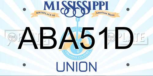 ABA51D Mississippi License Plate