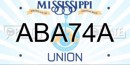ABA74A Mississippi License Plate