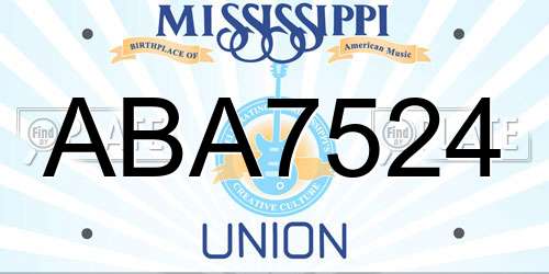 ABA7524 Mississippi License Plate