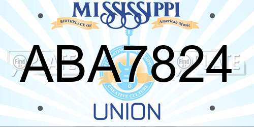 ABA7824 Mississippi License Plate
