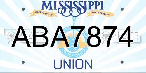 ABA7874 Mississippi License Plate