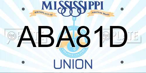 ABA81D Mississippi License Plate