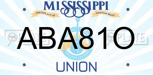 ABA81O Mississippi License Plate