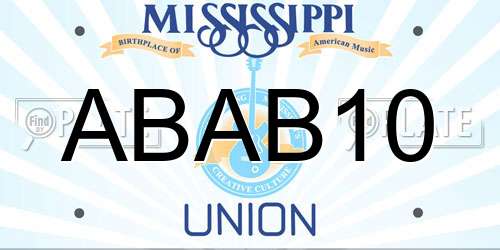 ABAB10 Mississippi License Plate