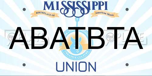 ABATBTA Mississippi License Plate