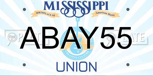 ABAY55 Mississippi License Plate