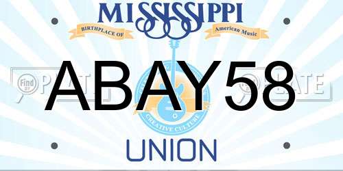 ABAY58 Mississippi License Plate