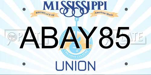 ABAY85 Mississippi License Plate