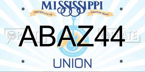 ABAZ44 Mississippi License Plate