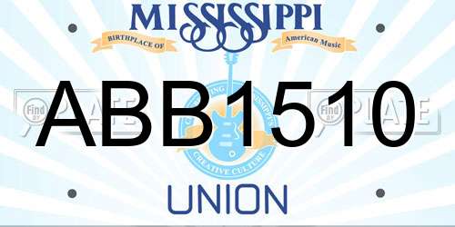 ABB1510 Mississippi License Plate