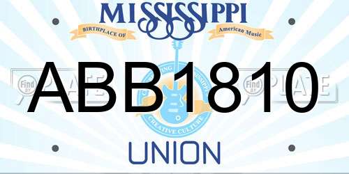 ABB1810 Mississippi License Plate