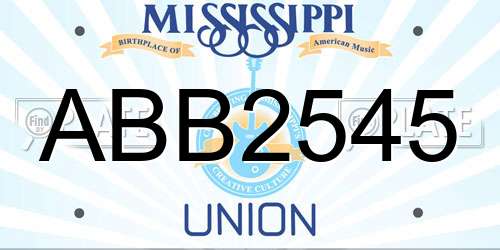ABB2545 Mississippi License Plate