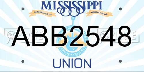 ABB2548 Mississippi License Plate
