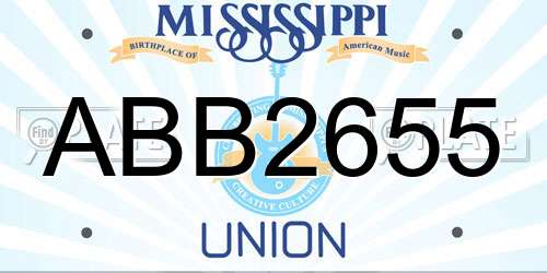ABB2655 Mississippi License Plate