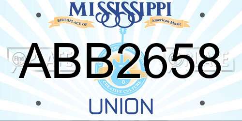 ABB2658 Mississippi License Plate