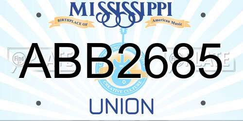 ABB2685 Mississippi License Plate