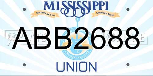 ABB2688 Mississippi License Plate