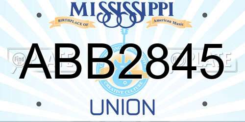 ABB2845 Mississippi License Plate