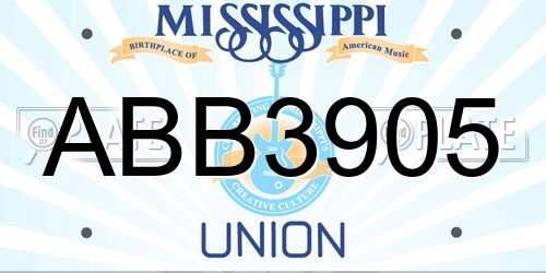 ABB3905 Mississippi License Plate