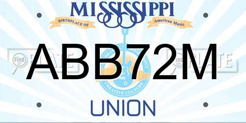 ABB72M Mississippi License Plate