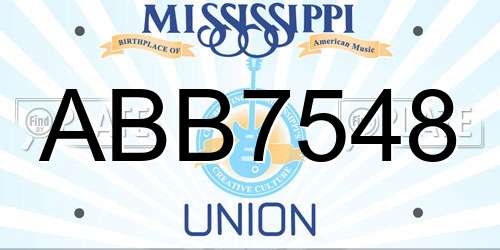 ABB7548 Mississippi License Plate