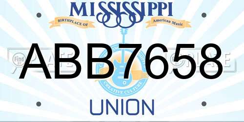 ABB7658 Mississippi License Plate