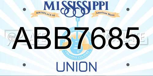 ABB7685 Mississippi License Plate