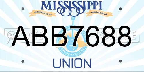 ABB7688 Mississippi License Plate
