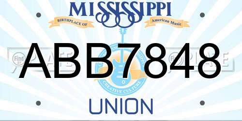 ABB7848 Mississippi License Plate