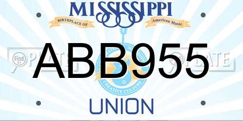ABB955 Mississippi License Plate