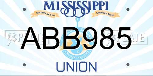 ABB985 Mississippi License Plate