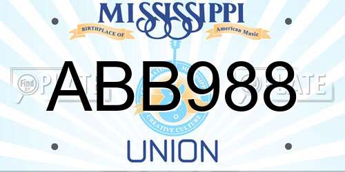 ABB988 Mississippi License Plate