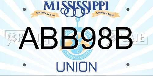 ABB98B Mississippi License Plate