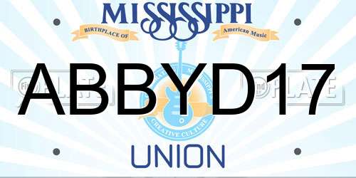 ABBYD17 Mississippi License Plate