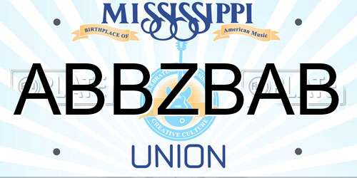 ABBZBAB Mississippi License Plate