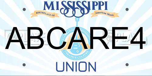 ABCARE4 Mississippi License Plate