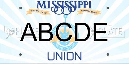 ABCDE Mississippi License Plate