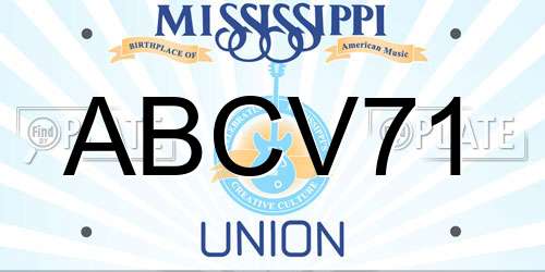 ABCV71 Mississippi License Plate