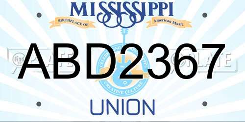 ABD2367 Mississippi License Plate