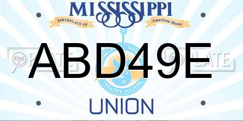 ABD49E Mississippi License Plate