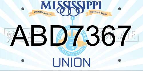 ABD7367 Mississippi License Plate