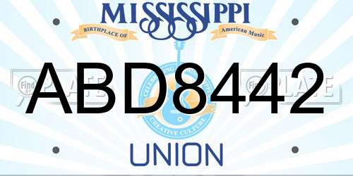 ABD8442 Mississippi License Plate