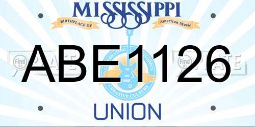 ABE1126 Mississippi License Plate