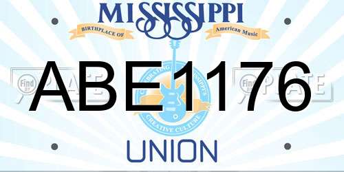 ABE1176 Mississippi License Plate