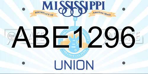 ABE1296 Mississippi License Plate