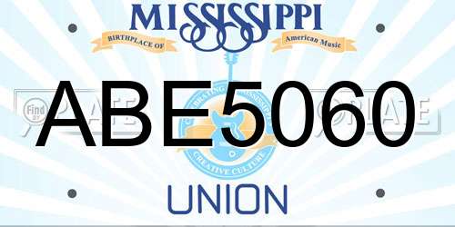 ABE5060 Mississippi License Plate