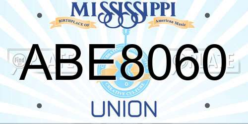 ABE8060 Mississippi License Plate