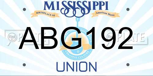 ABG192 Mississippi License Plate