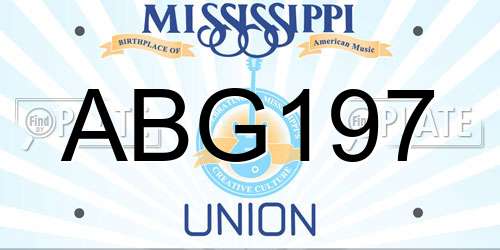 ABG197 Mississippi License Plate
